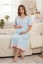 Women's Blue Pink Ruffled Maternity Nightgown and Dressing Gown Set - Maternity Pajama Set - 6