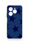Tecno Spark 20 Pro Compatible Navy Blue Star Patterned Silicone Case - 2