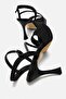 Women's Stoned Single-Heel Painted Platform Heeled Sandals Black Glitter - 4