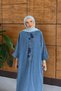 Women's Embroidered Hijab Denim Dress - 4