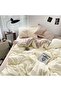 King Size 4 Pcs Duvet Cover Set, Washed Cotton Bedding Set - Khaki Cream - 8