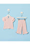 Infant Girls Pink Waffle Casual Set With Embrodiery - 6