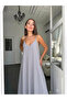 Aerobin Fabric Long Gray Dress with Adjustable Straps - 6