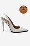 Genuine Leather White Patent Leather Pointed Toe Flat Sole Stiletto High Heel Shoes Vardola - 2