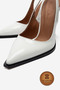 Genuine Leather White Patent Leather Pointed Toe Flat Sole Stiletto High Heel Shoes Vardola - 4