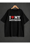 I Love My Boyfri̇end/Gi̇rlfri̇end Printed Oversized T-Shirt
