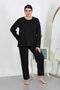 Fashion Line Women's Plus Size Long Sleeve Combed Cotton Pajamas Set Black 202501 - 4