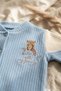 Squirrel Embroidered Soft Blue 5-Piece Baby Boy Hospital Discharge Set - Embroidery Detailed 100% Cotton Textured Eyebrow Set - 4