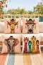 Colorful Mexican Friends Patterned 4-Piece Throw Pillow Cover Set