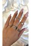 Women's Silver Color 5 Star Ring Set