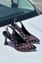 Milano Women's Coffee Polka Dot Pointed Toe Slingback Stylish High Heels - 4