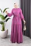 Waist-Tied Viscose Dress Dried Rose - 2