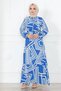 Striped Viscose Dress Blue - 2