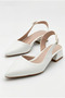Women's Asymmetrical Strappy Pointed Toe White Color Low Heel Shoes - 4