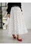 Belt Detail Polka Dot Skirt-White