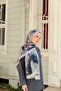 Allure Abstract Floral Pattern Tencel Shawl - Ecru Gray - 4