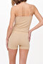 Seamless Mini Shorts Leggings Soft Textured Gathering Seamless Daily Use - Beige - 4