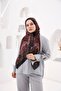 Petra Circular Ethnic Pattern Shawl - Anthracite Burgundy