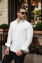 Men's Long Sleeve White Buttoned Pera Linen Shirt - 2