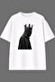 Lonely Knight Design Front Printed White Oversize t Shirt