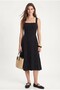 Women's Keyli Lined Scallop Embroidered Sleeveless Woven Midi Black Dress - 4