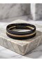 Yellow Steel Chain Detailed Multi-Leather Men's Gift Bracelet 01878 - 2