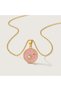 Pink Enamel Embellished Gold Women's Necklace with Sun and Moon Figures - 3