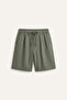 100% Cotton Relax Fit Elastic Tie Waist Khaki Bermuda Shorts I3729Ax26Au