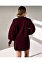 Gold Buttoned Balloon Sleeve Cardigan Skirt Elasticized Tricot Set - 3