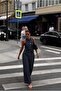 Navy blue jacquard vest and pants set with metallic button detail 10361 - 5