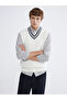 Vizyon New Season V-Neck Patterned Men's Knitwear Sweater