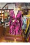 Fuchsia Color Gold Detailed Silk Short Skirt Blouse Set - 7