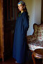Belted Linen Dress Navy Blue - 2