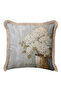 Floral Elegant Hydrangea Fringed Pillowcase - Still Life Floral Blue Beige Cream Tassel Throw Pillow Cover - 3