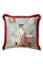 Vintage Duck Bath Figured Fringed Pillowcase - Nostalgic Animal Red Tassel Throw Pillow Cover - 4