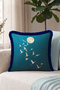 Moon Pattern Bird Figure Sky Fringed Pillowcase-Turna Petrol Blue Navy Blue Tassel Throw Pillow Cover - 2