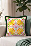 Ethnic Floral Tropical Motif Fringed Pillowcase - Folk Botanical Retro Gray Tassel Throw Pillow Cover - 3