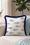 Sea Marine Fish Design Fringed Pillowcase - Ocean Blue Navy Blue Tassel Throw Pillow Cover - 5