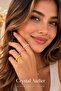 Handmade 3-Piece Colorful Bead Ring Set with Pearl Detail Pink Yellow White Elastic Ring Set