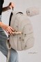Set of 2 Crinkle Fabric School Backpack + Pen Holder, Cream with Monkey Keychain Gift (Let My Bag Come with Me) - 3