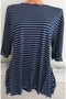 Er Clothing Summer Combed Cotton Blouse Crew Neck Capri Sleeve Laci Striped - 3