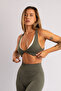 Green Twist Bra with Contrast Double Color Piping and Removable Pads - 4
