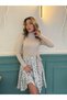 Women's Long Sleeve Turtleneck Waist Tie up Top Camisole Skirt Diver Short Dress - 6