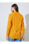Orange Solid Long Sleeves Button Front Blouse - 5