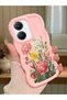 Poco X7 Pro Compatible Case Camera Protector Pink Silicone Couple Phone Case Floral Pattern