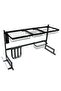 Dish Drying Rack Over the Sink - 2 Tier Compact Kitchen Organizer and Storage Space Saver for Counter - Dish Drainer and Utensil Holder (Stainless Steel, Black Dish Rack) - 4