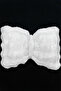 Plush Puffy Decorative Bow Pillow Cushion Fluffy Filled White 1 Piece 30X50 cm - 3
