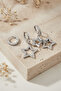 Gray Bijouterie Earring Set with Zircon Stone Star and Hoop Detail - 5