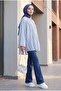 Hakim Yaka Striped Lined Oversize Thin Voile Tunic - Light Blue