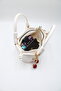 Women's White Knot Detailed Crossbody Hand and Shoulder Bag with Cherry Charm Accessory - 8